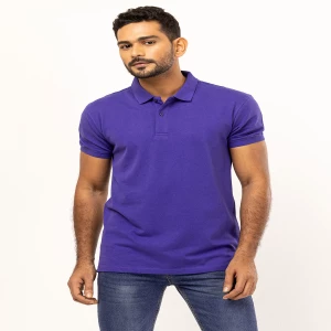 Navy Blue Cotton Slim Fit Polo Shirt